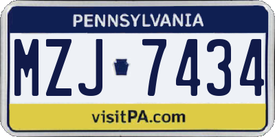 PA license plate MZJ7434