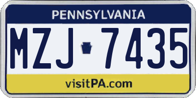 PA license plate MZJ7435