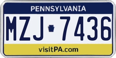 PA license plate MZJ7436