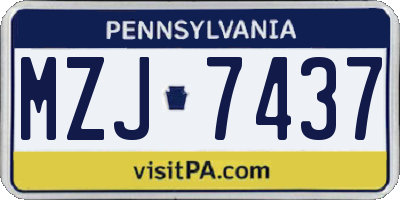 PA license plate MZJ7437