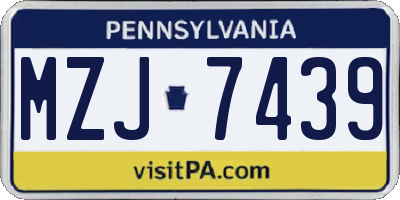 PA license plate MZJ7439