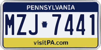 PA license plate MZJ7441