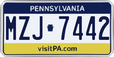 PA license plate MZJ7442