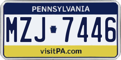 PA license plate MZJ7446