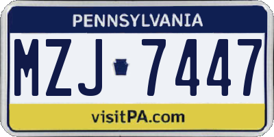 PA license plate MZJ7447