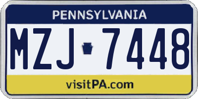 PA license plate MZJ7448