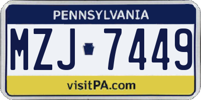 PA license plate MZJ7449