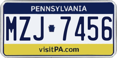 PA license plate MZJ7456