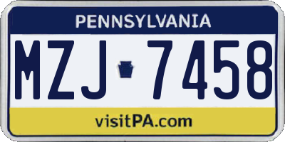 PA license plate MZJ7458