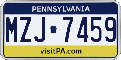 PA license plate MZJ7459