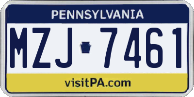 PA license plate MZJ7461
