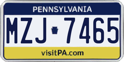 PA license plate MZJ7465