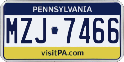 PA license plate MZJ7466