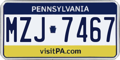 PA license plate MZJ7467