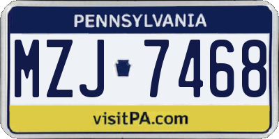 PA license plate MZJ7468