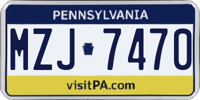 PA license plate MZJ7470