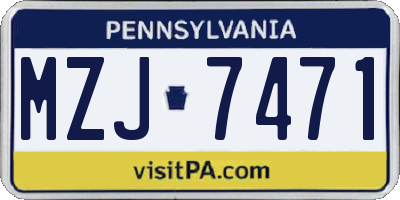 PA license plate MZJ7471
