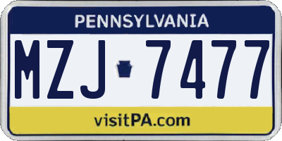 PA license plate MZJ7477