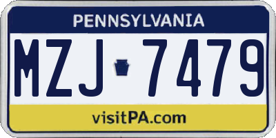 PA license plate MZJ7479