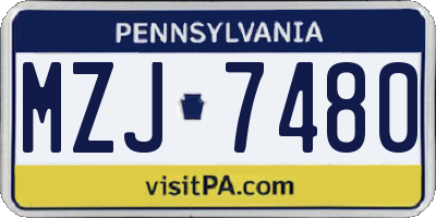 PA license plate MZJ7480
