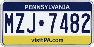 PA license plate MZJ7482