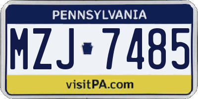 PA license plate MZJ7485