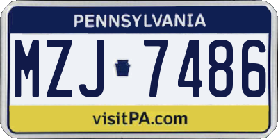 PA license plate MZJ7486