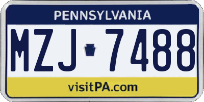 PA license plate MZJ7488