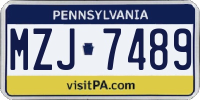 PA license plate MZJ7489