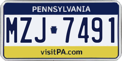 PA license plate MZJ7491
