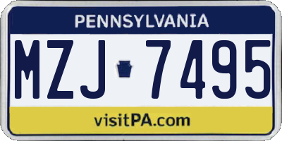PA license plate MZJ7495