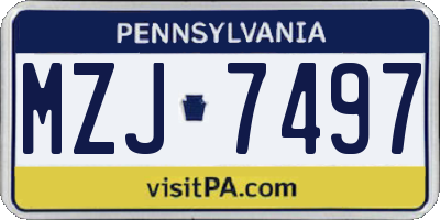PA license plate MZJ7497