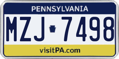 PA license plate MZJ7498