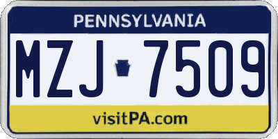 PA license plate MZJ7509