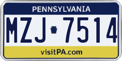 PA license plate MZJ7514