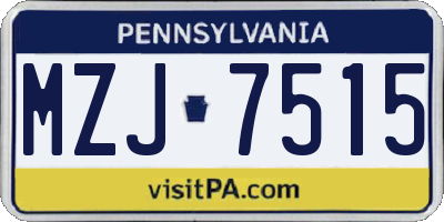 PA license plate MZJ7515
