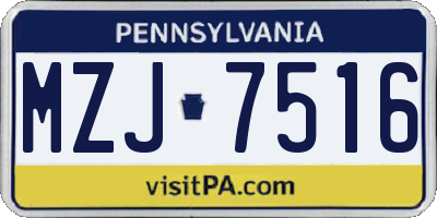 PA license plate MZJ7516