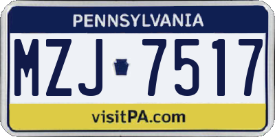 PA license plate MZJ7517