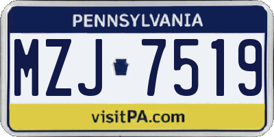 PA license plate MZJ7519