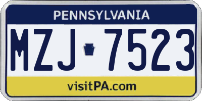 PA license plate MZJ7523