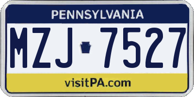 PA license plate MZJ7527