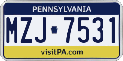 PA license plate MZJ7531