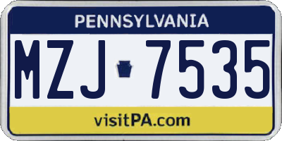 PA license plate MZJ7535