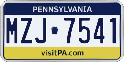 PA license plate MZJ7541