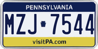 PA license plate MZJ7544