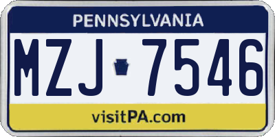 PA license plate MZJ7546