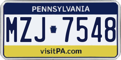 PA license plate MZJ7548