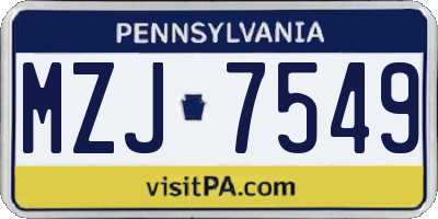 PA license plate MZJ7549