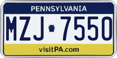 PA license plate MZJ7550