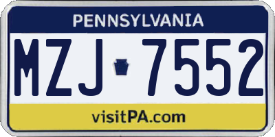 PA license plate MZJ7552